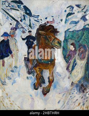 Cheval galopant - 1910 12 - huile sur toile 120 x 148 cm - Munch Edvard Banque D'Images