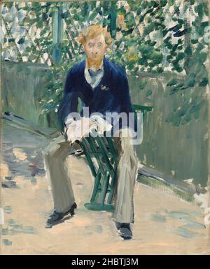 George Moore dans le jardin de l'artiste - 1879c.- huile sur toile 54,6 x 45,1 cm - Manet Édouard Banque D'Images