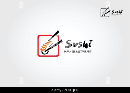 Restaurant japonais sushi.Modèle de logo vectoriel créatif. Illustration de Vecteur