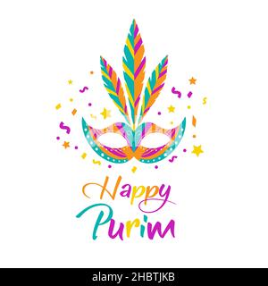 Joyeux Purim.Carnaval célébrant le masque multicolore Illustration de Vecteur