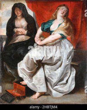 La penitente Maria Maddalena con onor Martha - 1600C.- pas d'info - Rubens Pieter Paul Banque D'Images