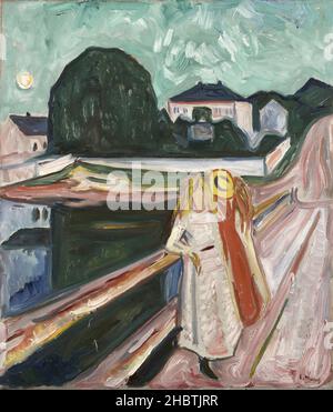 Filles sur la jetée - 1904c.- huile sur toile 80,5 x 69,3 cm - Munch Edvard Banque D'Images