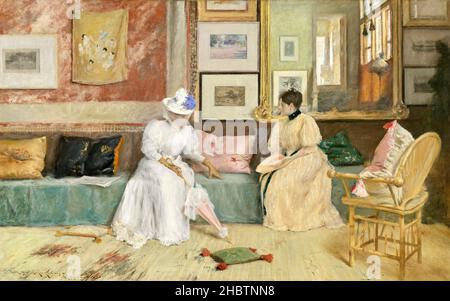 Un appel amical - 1895 - huile sur toile 76,5 x 122,5 cm - Chase William Merritt Banque D'Images