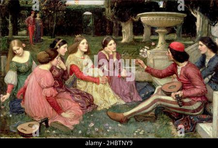 A Tale du Decameron - 1916 - huile sur toile 101 x 159 cm - Waterhouse John William Banque D'Images