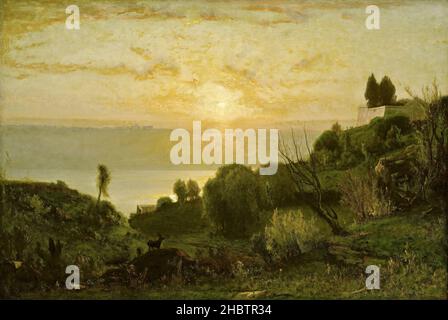 Lac Albano, onnset - 1874c.- huile sur toile 76,5 x 114,4 cm - Inness George Banque D'Images