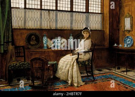 Grimshaw John Atkinson - Collection privée - la chanson du berceau - 1878 - huile sur toile 82,5 x 122 cm - Banque D'Images