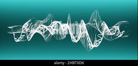 Forme d'onde filaire abstraite ou structure polygonale sur fond turquoise Banque D'Images