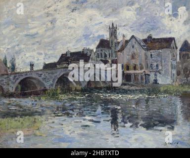 Le pont de Moret, effet d'orage - 1887 - huile sur toile pas d'info - Sisley Alfred Banque D'Images