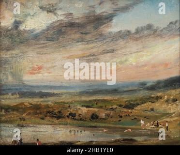 Hampstead Heath avec étangs et baigneurs - 1821 - huile sur toile 30,2 x 24,5 cm - gendarme John Banque D'Images