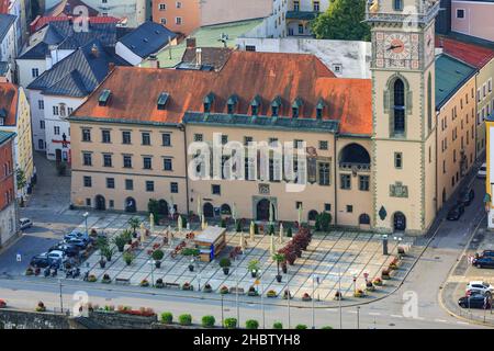 Bavarian City Passau, vue sur la ville avec Donau et Inn River, Allemagne Banque D'Images