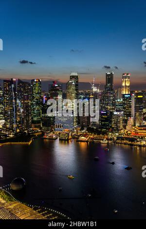 Financial District skyline at sunset, Singapour Banque D'Images