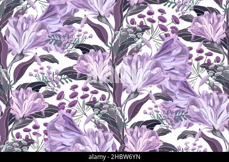 Motif fleuri sans couture, arrière-plan. Illustration de Vecteur