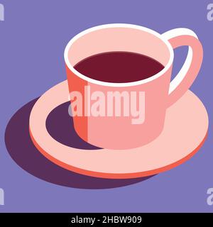 Image vectorielle de conception plate de tasse à café isométrique Illustration de Vecteur
