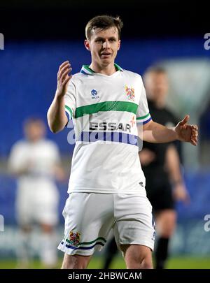 Christopher Merrie de Tranmere Rovers lors du deuxième tour du Trophée Papa John's à Prenton Park, Birkenhead.Date de la photo: Mardi 21 décembre 2021.Voir PA Story FOOTBALL Tranmere.Le crédit photo devrait se lire comme suit : Nick Potts/PA Wire.RESTRICTIONS : UTILISATION ÉDITORIALE UNIQUEMENT utilisation non autorisée avec des fichiers audio, vidéo, données, listes de présentoirs, logos de clubs/ligue ou services « en direct ».Utilisation en ligne limitée à 120 images, pas d'émulation vidéo.Aucune utilisation dans les Paris, les jeux ou les publications de club/ligue/joueur unique. Banque D'Images