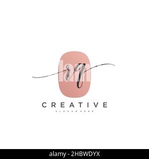 RQ écriture initiale modèle géométrique minimaliste logo art vectoriel, logo pour la beauté d'affaires, la mode, et d'autres art Illustration de Vecteur