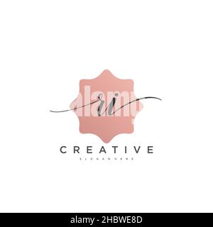 RI écriture initiale modèle géométrique minimaliste de logo art vectoriel, logo pour la beauté d'affaires, la mode, et d'autres art Illustration de Vecteur