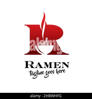 Symbole d'illustration du vecteur de nouilles R Ramen. Illustration de Vecteur