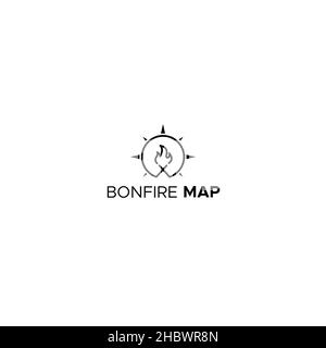 Silhouette plate minimaliste avec logo Bonfire Map Illustration de Vecteur