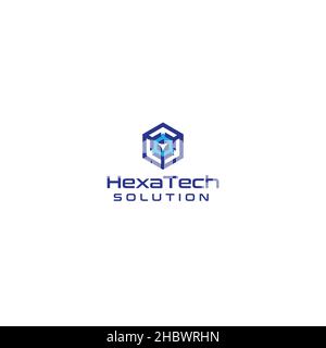 Design simple et coloré DU logo DE LA SOLUTION HHEXA Tech Illustration de Vecteur