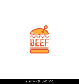 Design plat moderne avec logo Beef Delicious Illustration de Vecteur