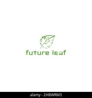 Design minimaliste et plat du logo de la technologie future Leaf Illustration de Vecteur