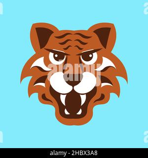 Logo tête de tigre à pilotis isolée.Simbol de 2022.Illustration de l'art plat Banque D'Images