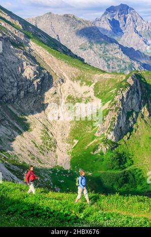 Randonnée dans les montagnes de Kleinwalsertal autour de Kanzelwand Banque D'Images