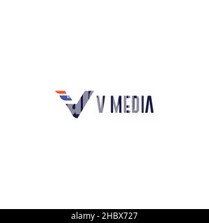 Design simple et plat logo initial V Media Illustration de Vecteur
