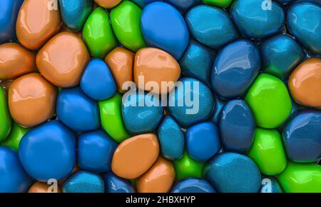 arrière-plan coloré de pierres peintes avec de la peinture brillante.3d rendu Banque D'Images
