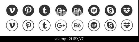 Icônes de réseaux sociaux ou logos de réseaux sociaux ensemble d'icônes vectorielles plates pour applications et sites Web ensemble de vecteurs Illustration de Vecteur