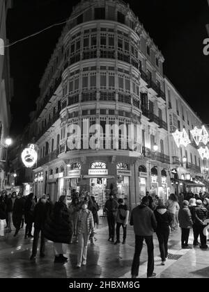 Malaga, noël 2021 centre-ville.Andalousie, Espagne. Banque D'Images