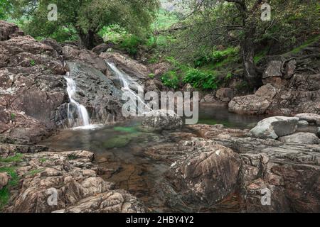 Stickle Ghyll Cumbria, vue sur l'eau de montagne en cascade sur Stickle Ghyll, une gorge pittoresque dans les Langdale Fells, Cumbria, Angleterre, Royaume-Uni Banque D'Images