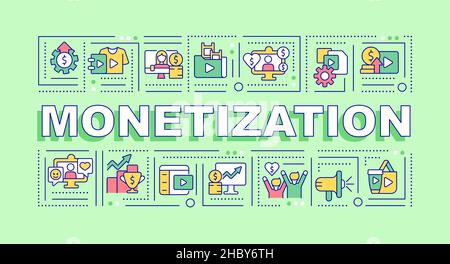 Concept de mot de monétisation de contenu bannière verte Illustration de Vecteur