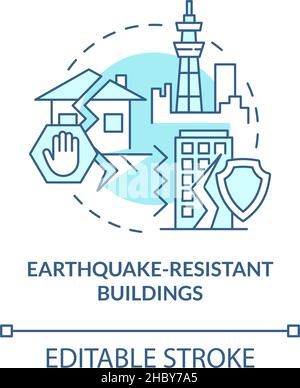 Bâtiments résistants aux tremblements de terre turquoise concept icône Illustration de Vecteur