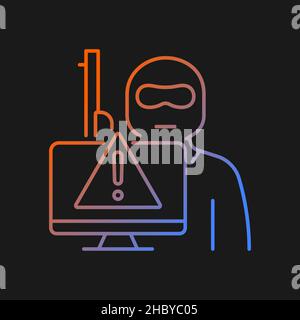 Icône de vecteur de gradient de cyberterrorisme pour thème sombre Illustration de Vecteur