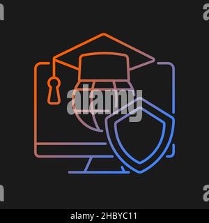 Icône de vecteur de gradient d'éducation en cybersécurité pour thème sombre Illustration de Vecteur