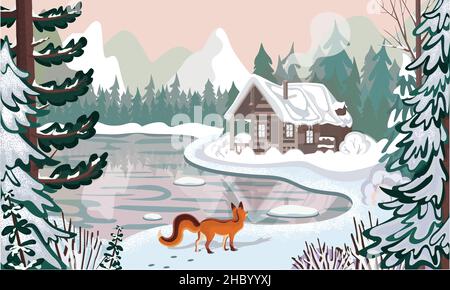 forêt d’hiver Illustration de Vecteur