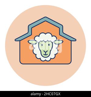 Icône plate de la maison de moutons.Signe animal de ferme.Symbole graphique pour la conception de votre site Web, votre logo, votre application, votre interface utilisateur.Illustration vectorielle Illustration de Vecteur