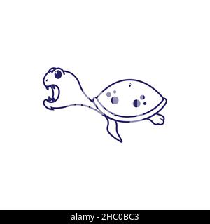 ligne mignon petit monstre tortue logo design vecteur graphique symbole icône signe illustration idée créative Illustration de Vecteur