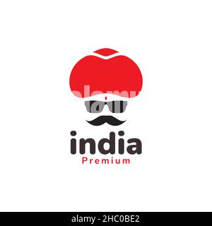 cool man india avec chapeau culture logo design vecteur graphique symbole icône signe illustration idée créative Illustration de Vecteur