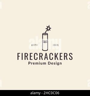 ligne firecracker hipster logo design vecteur graphique symbole icône signe illustration idée créative Illustration de Vecteur