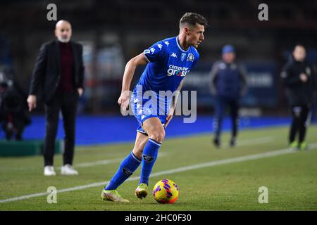 Empoli, Italie.22nd décembre 2021.Andrea Pinamonti (Empoli) pendant Empoli FC vs AC Milan, football italien série A match à Empoli, Italie, décembre 22 2021 crédit: Independent photo Agency/Alay Live News Banque D'Images