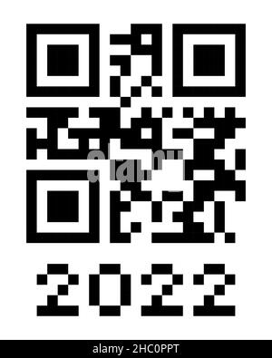 Nombre réel de codes QR 2022.Bonne année avec modèle de conception de code à barres de vaccination contre les covidés.Illustration de Vector eps pour la bannière, l'affiche, la carte de vœux, l'invitation Illustration de Vecteur
