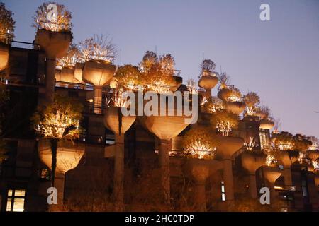 SHANGHAI, CHINE - 22 DÉCEMBRE 2021 - le centre commercial Tian 'an Qianshu Shopping Mall, connu sous le nom de 'jardin suspendu de Babylone', ouvre officiellement à Shanghai, Chin Banque D'Images