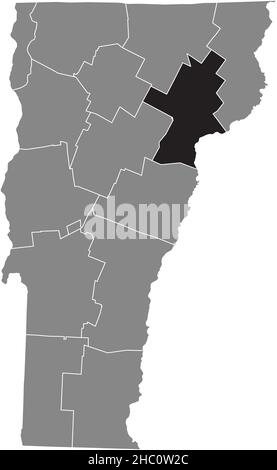 Carte de localisation en noir du comté de Caledonia carte administrative en gris de l'État fédéral du Vermont, États-Unis Illustration de Vecteur