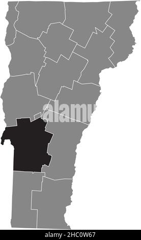Carte de localisation en noir du comté de Rutland carte administrative en gris de l'État fédéral du Vermont, États-Unis Illustration de Vecteur