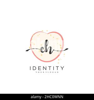 CH Handwriting logo vector art de la signature initiale, mariage, mode, bijoux, boutique,floral et botanique avec modèle créatif pour n'importe quelle entreprise Illustration de Vecteur