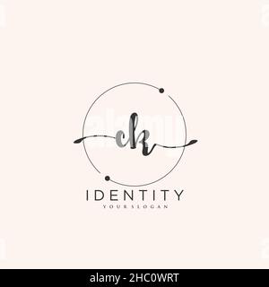CK logo écriture manuscrite art vectoriel de la signature initiale, mariage, mode, bijoux, boutique,floral et botanique avec modèle créatif pour n'importe quelle entreprise Illustration de Vecteur