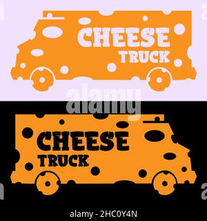 résumé logo minimal de camion de fromage coupé du fromage avec trous 1 Illustration de Vecteur