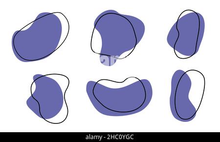 Ensemble de blobs vectoriels abstraits.Collection moderne très peri color teintures pour le design contemporain 2022.Formes de roche aléatoires Illustration de Vecteur